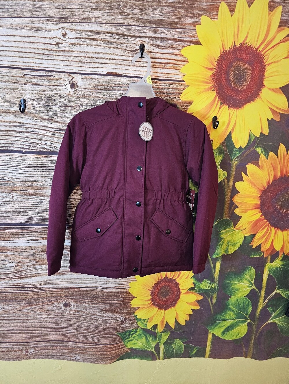 Girls' Hooded Jacket in Deep Burgundy